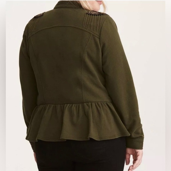NWT TORRID | Military Olive Green Embellished‎ Jacket 14/16 100% Cotton utility - Picture 3 of 10